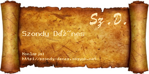 Szondy Dénes névjegykártya